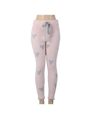 Honeydew Pajama Pant Sz L Pink Gray Hearts Skinny Drawstring 100% Polyester